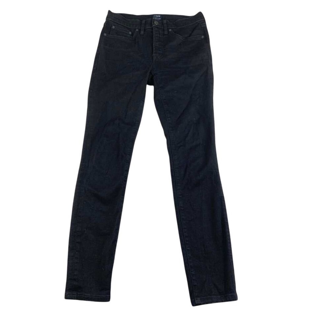 J.Crew Jeans Women 27 Black 8" Mid-Rise Skinny Solid Cotton Blend Stretch J5498